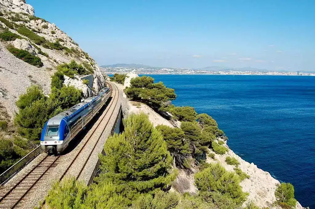 spanish train along the coast