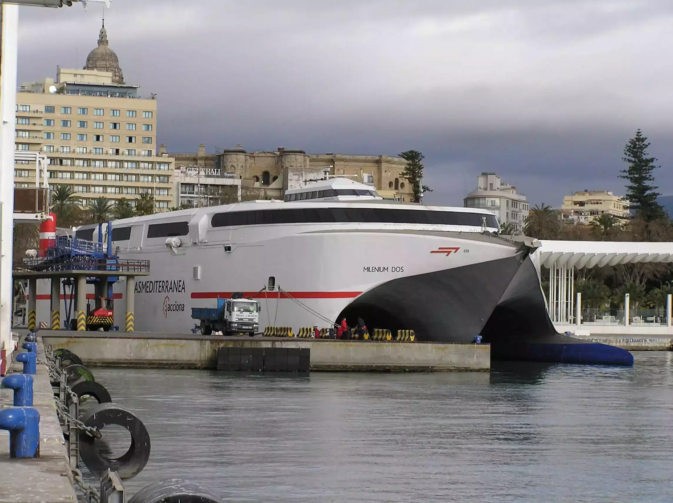 Spanish ferrie on pier